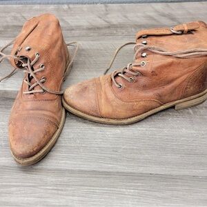 All Saints Tan Leather Lace-Up Boots